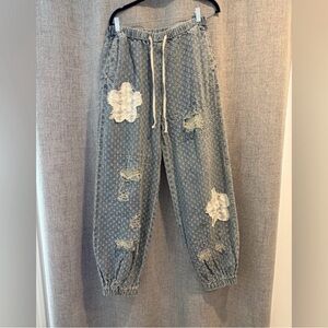 POL Blue Distressed Jogger Pants